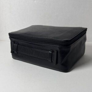 BEIS Black Faux Leather Travel Toiletry Makeup Bag Minimal Dual Zipper Like New